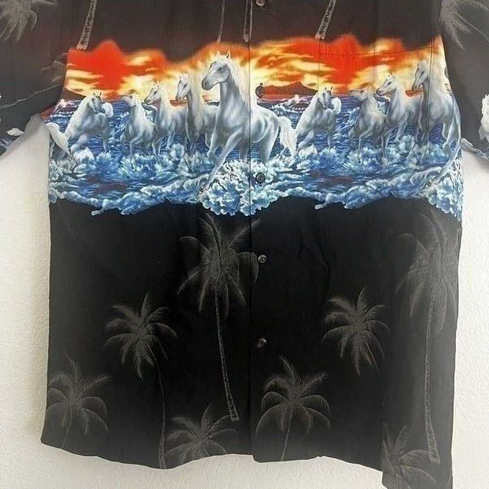 KYS Vintage 90s Hawaiian Mens Black Wild Horses S… - image 8