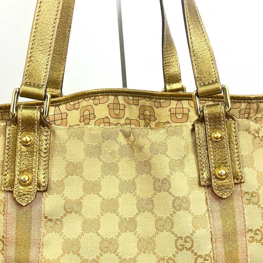 GUCCI Sherry Line GG Tote Bag Gold Brown A4 - image 5