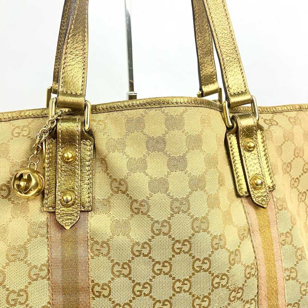 GUCCI Sherry Line GG Tote Bag Gold Brown A4 - image 6