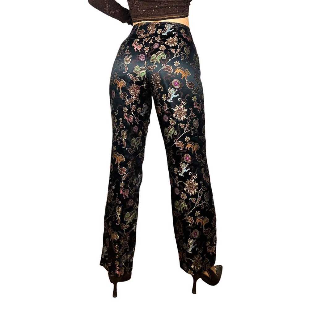 90s Asian-Inspired Satin Jacquard Trousers (M) - image 5