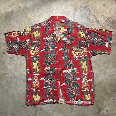 Vintage 2000s Pineapple Connection Red Rayon Hawai