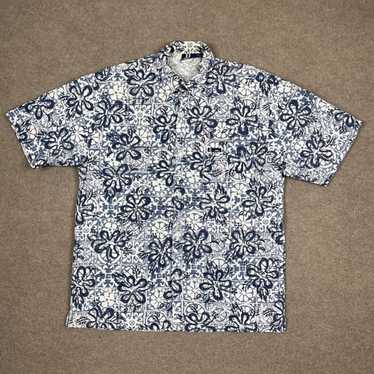 VINTAGE No Fear Hawaiian Shirt Men's Size L Blue … - image 1