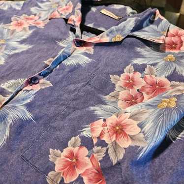 David Taylor Blue Floral Hawaiian Shirt Large