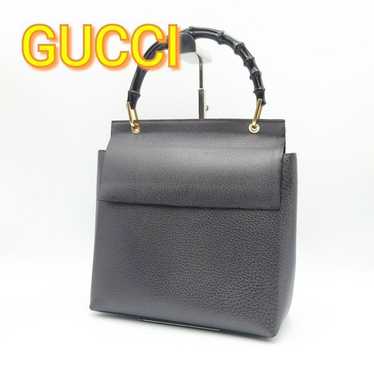 GUCCI Old Gucci Bamboo Handbag Gray Flap Cover