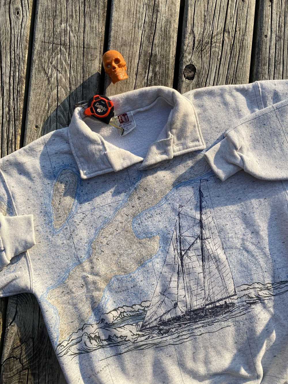 Vintage 90s New Jersey sailing map sweatshirt sz M - image 2