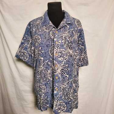 Vintage Batik Bay Silk Pineapple Hawaiian Shirt  X