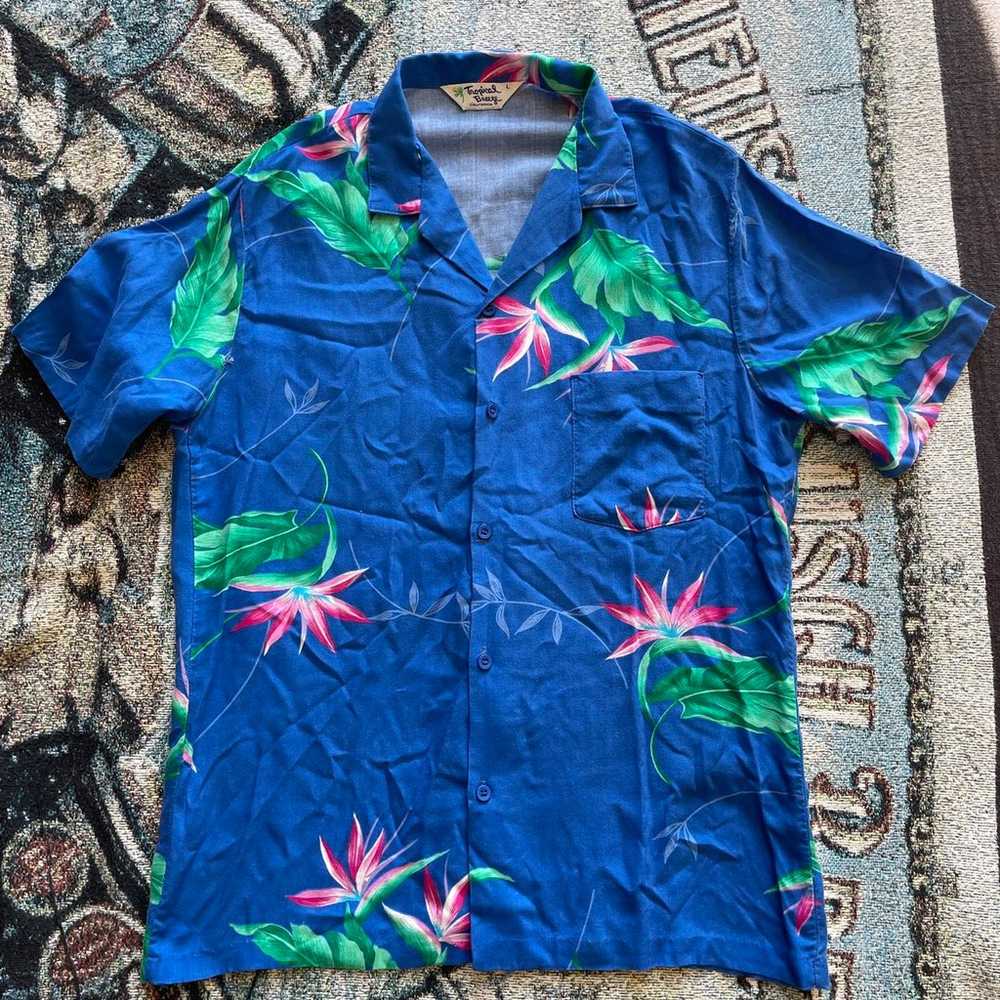 Men’s Vintage 80’s Tropical Breeze Blue Hawaiian … - image 1