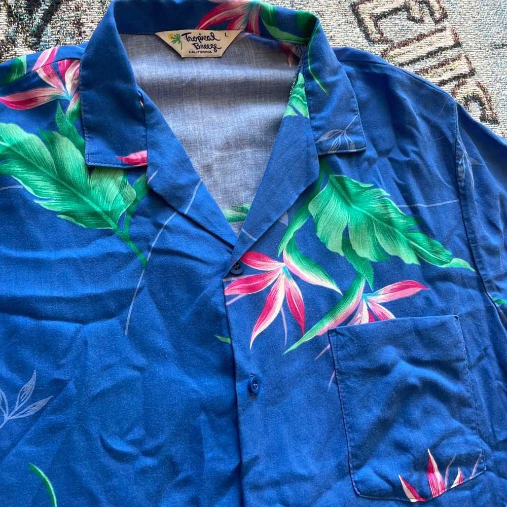 Men’s Vintage 80’s Tropical Breeze Blue Hawaiian … - image 3