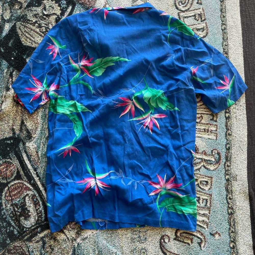 Men’s Vintage 80’s Tropical Breeze Blue Hawaiian … - image 4