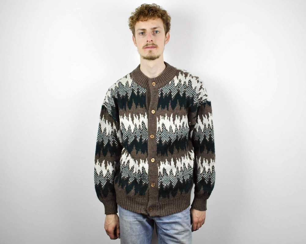 German × Vintage 70s Vintage Sweater Cardigan Woo… - image 1