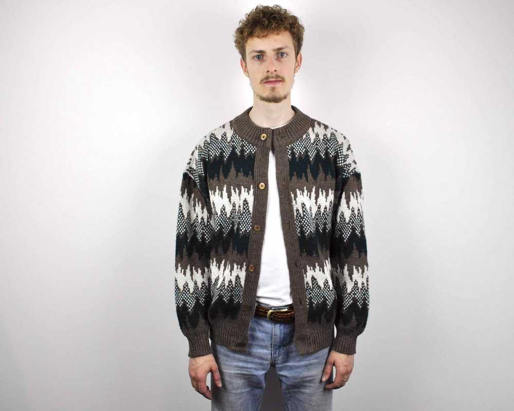 German × Vintage 70s Vintage Sweater Cardigan Woo… - image 4