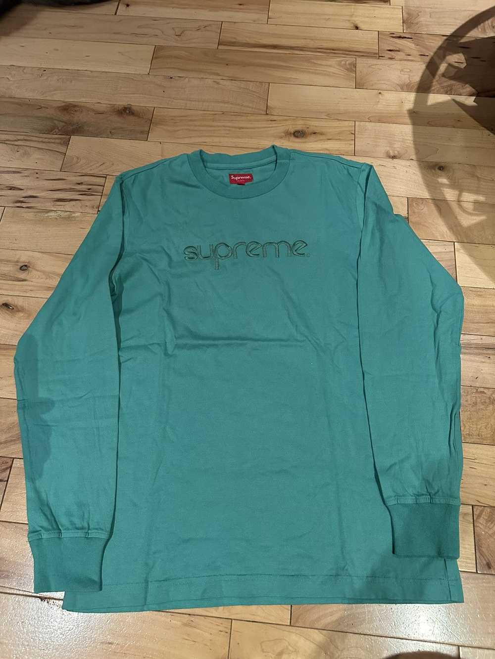 Supreme Teal Embroidered Logo Long Sleeve Tee Shi… - image 1