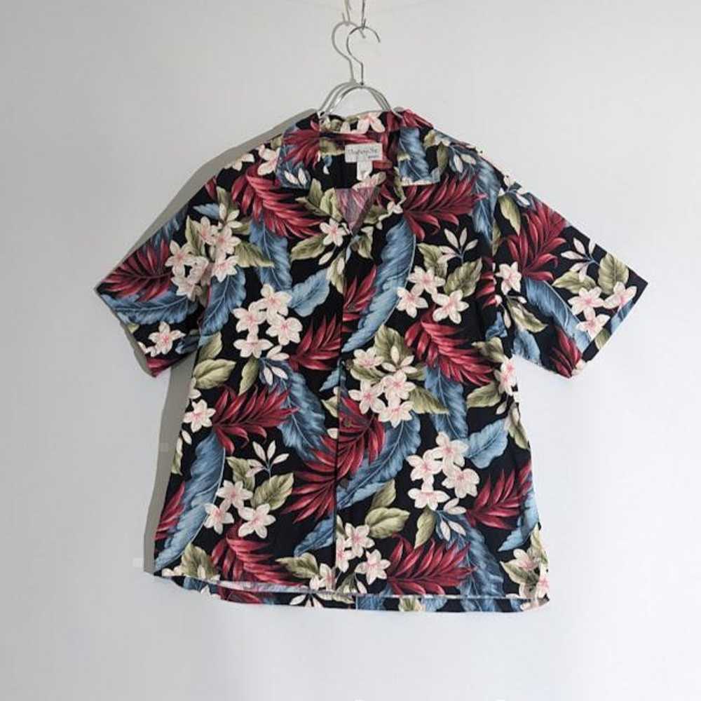 Vintage Aloha Shirt with All-over Leaf Pattern Ha… - image 8