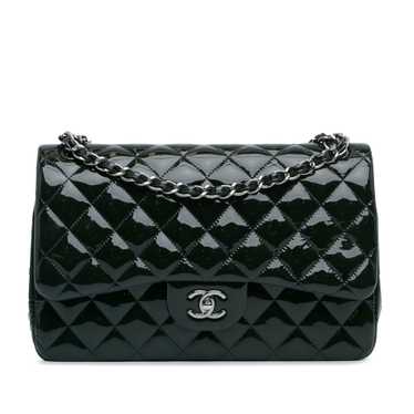 Blue Chanel Jumbo Classic Patent Double Flap Shoul