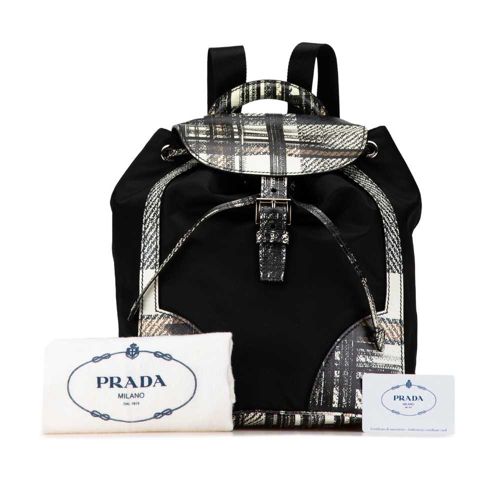 Black Prada Printed Saffiano Trimmed Tessuto Back… - image 10