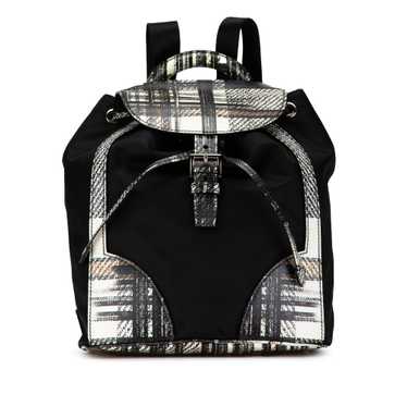 Black Prada Printed Saffiano Trimmed Tessuto Back… - image 1