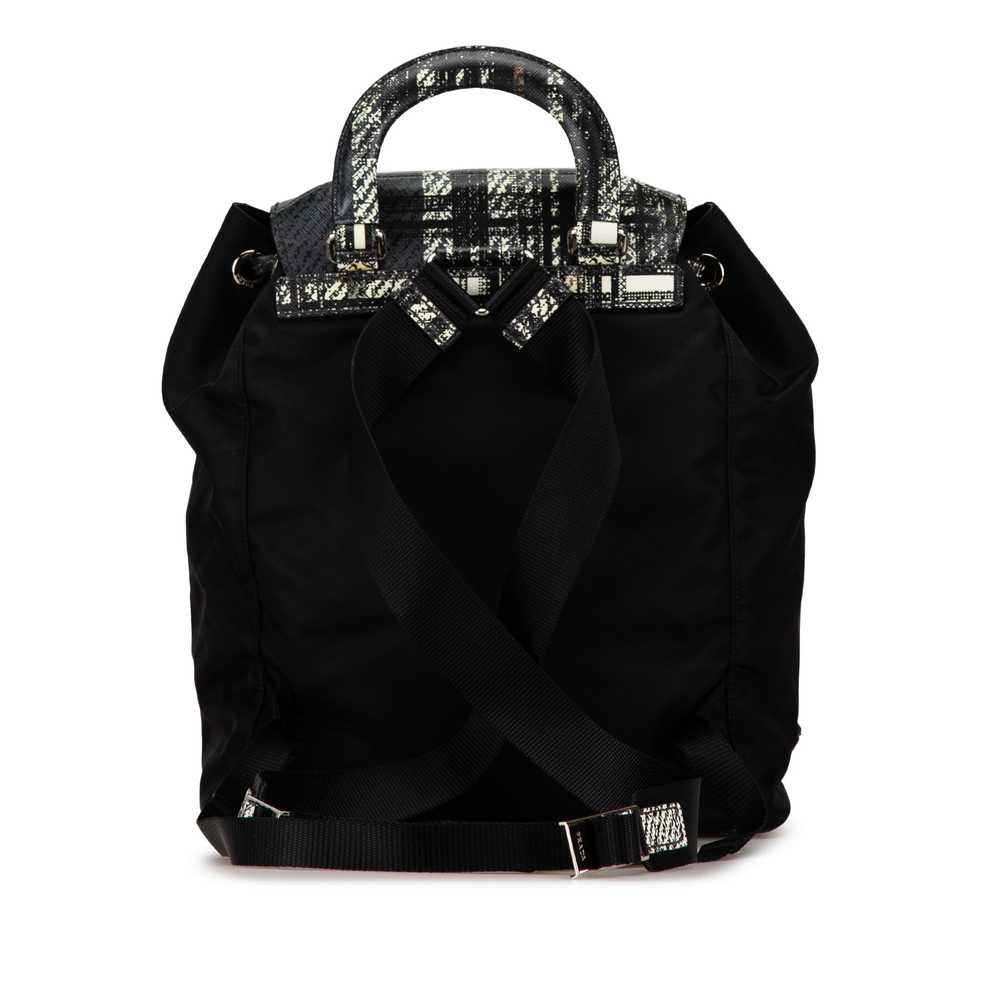 Black Prada Printed Saffiano Trimmed Tessuto Back… - image 3