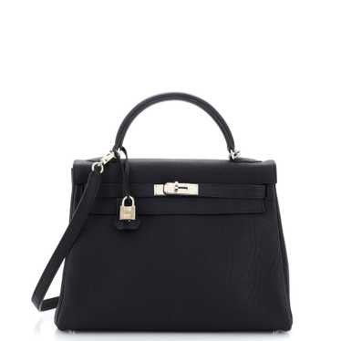 Hermes Kelly Handbag Noir Togo with Palladium Hard