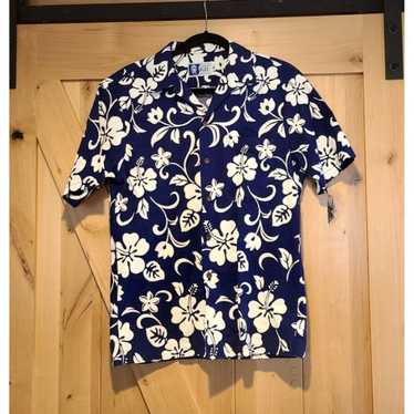 Vintage RJC Men's M Navy Classic Hibiscus Print H… - image 1