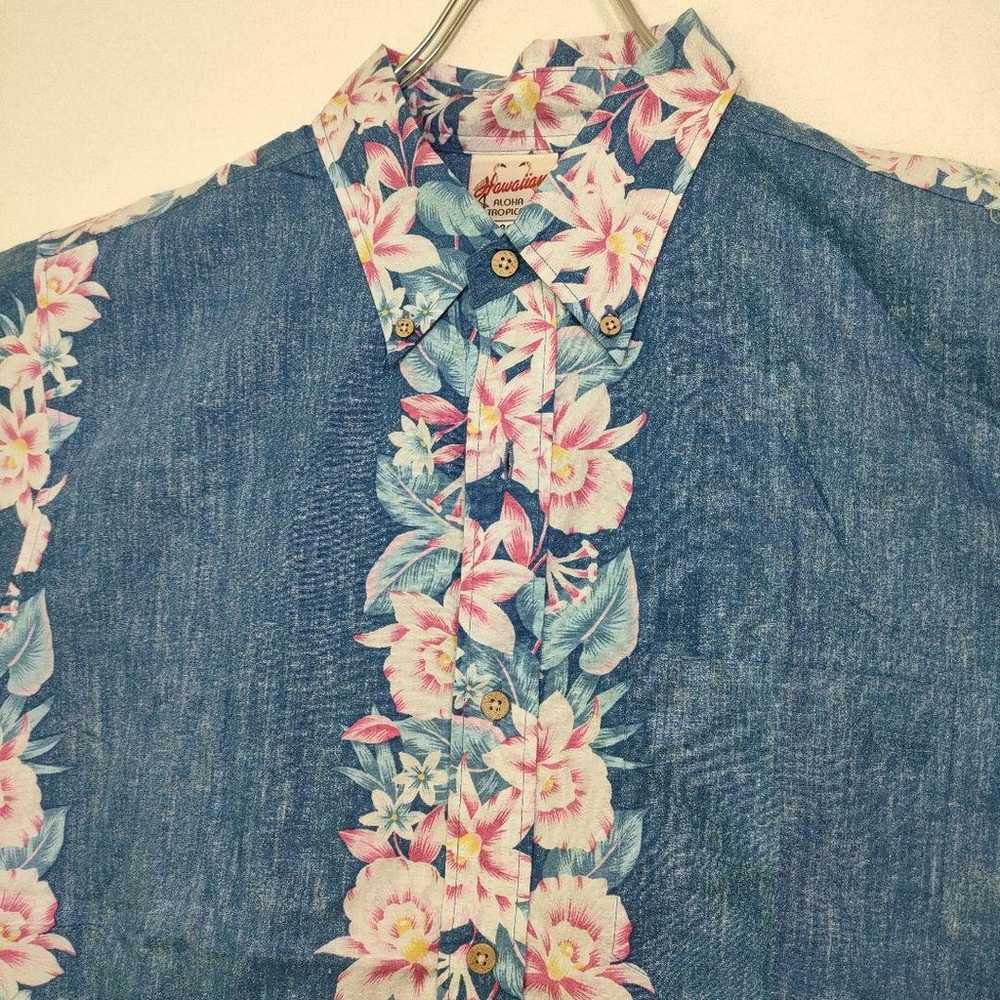 Aloha shirt, hibiscus, 90s vintage, Hawaiian, blu… - image 6