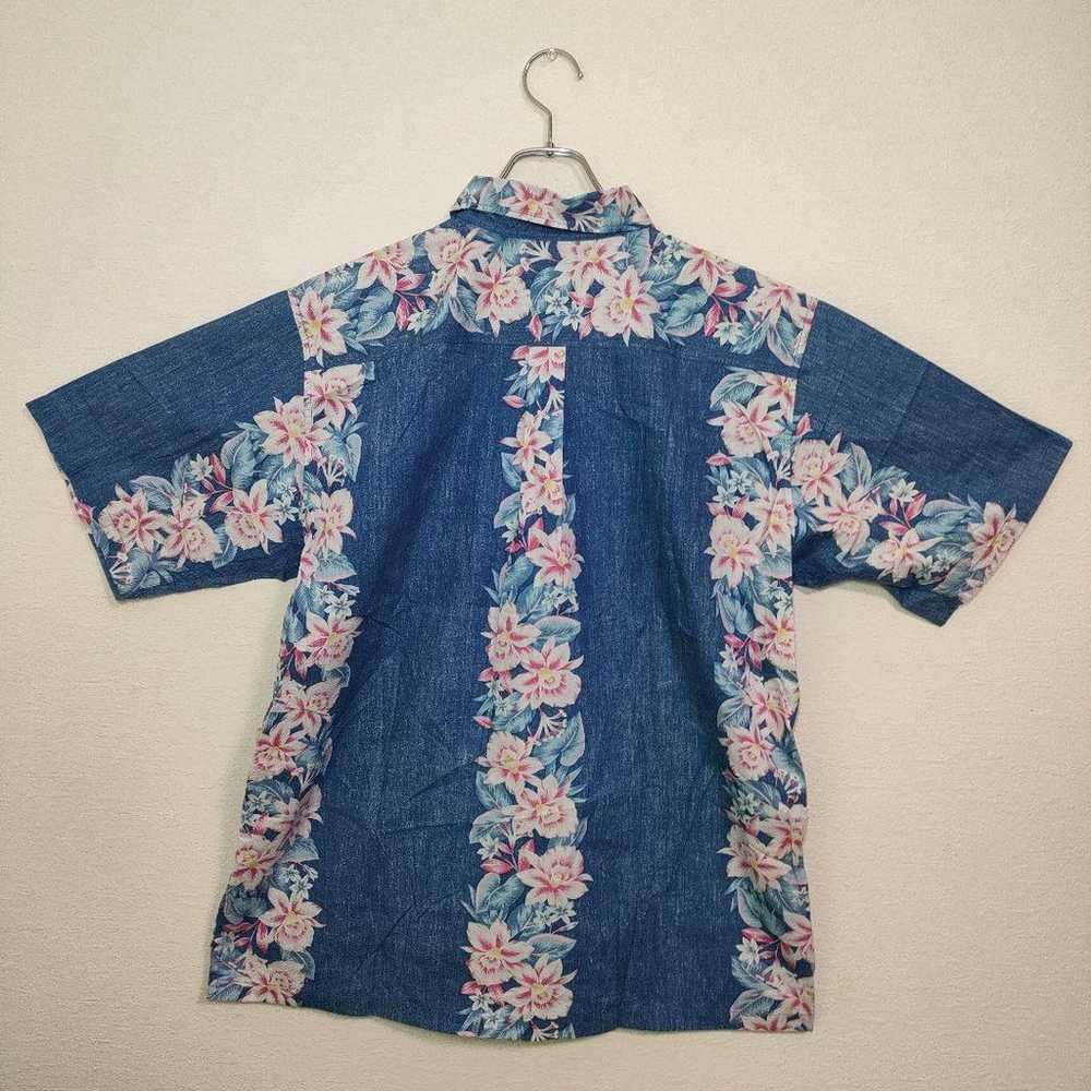 Aloha shirt, hibiscus, 90s vintage, Hawaiian, blu… - image 7