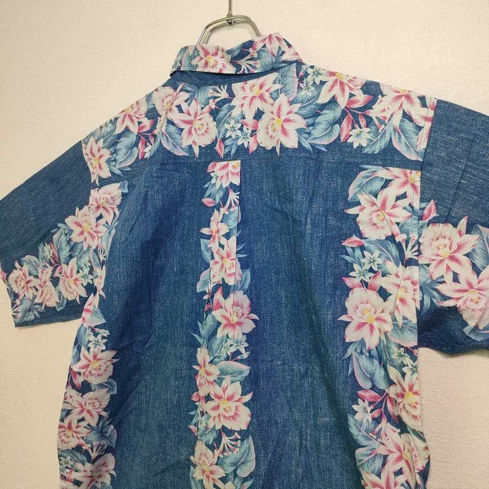 Aloha shirt, hibiscus, 90s vintage, Hawaiian, blu… - image 8