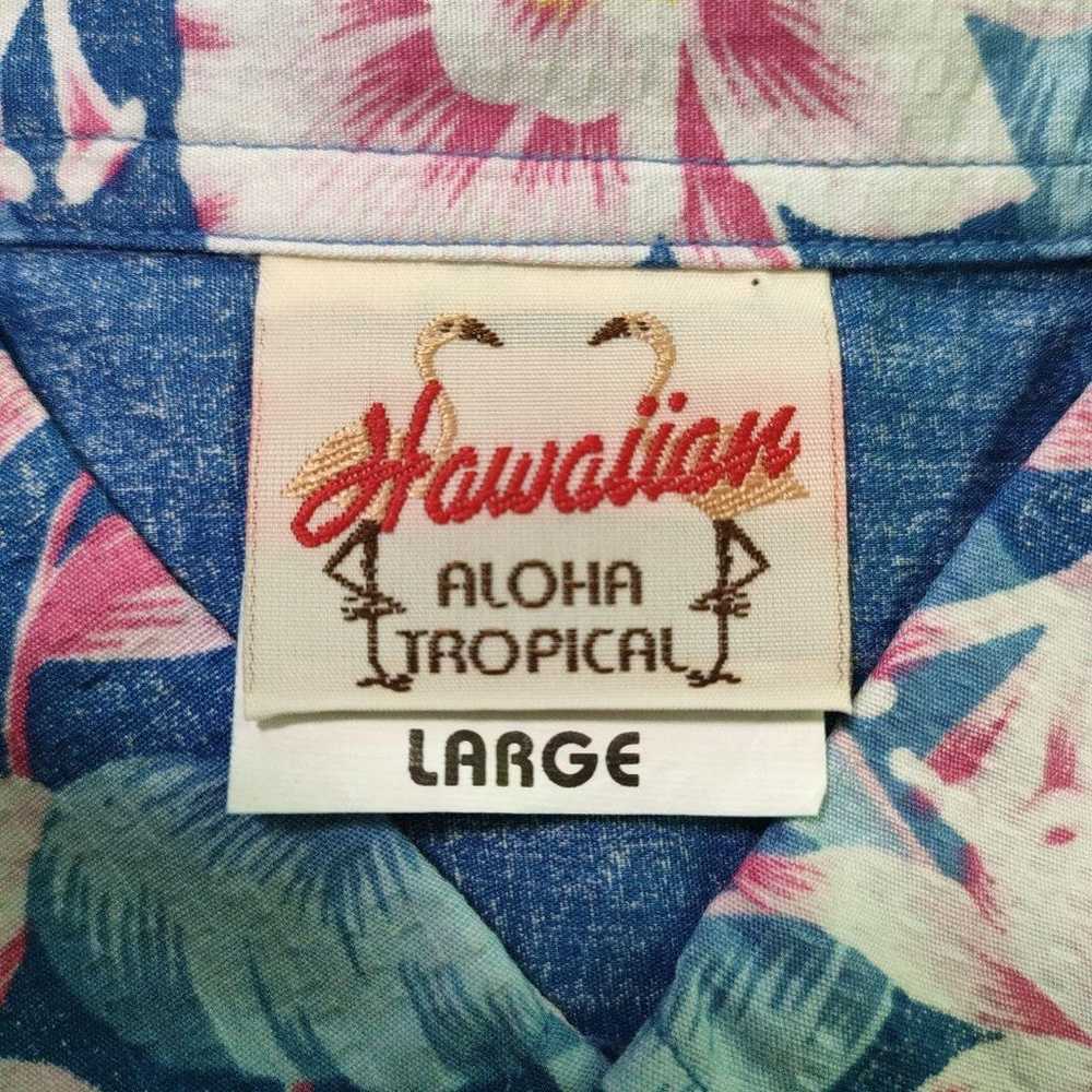 Aloha shirt, hibiscus, 90s vintage, Hawaiian, blu… - image 9