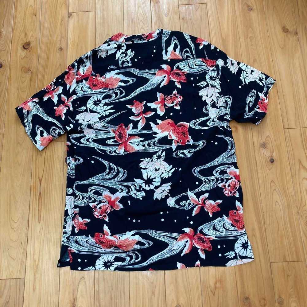 Aloha shirt, Japanese pattern, koi fish, floral p… - image 5