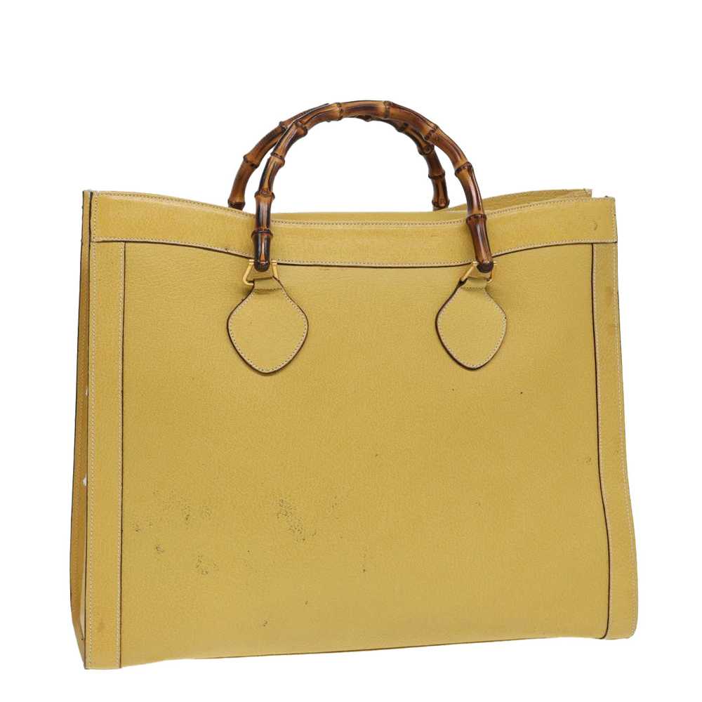 GUCCI Bamboo Hand Bag Leather Yellow 002 1186 025… - image 1