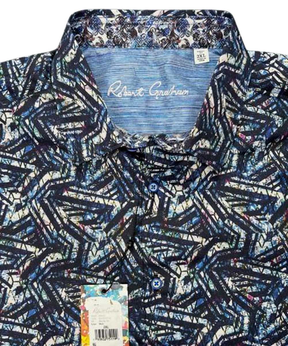 Robert Graham Blue Black Purple Geometric SIze 2XL - image 1