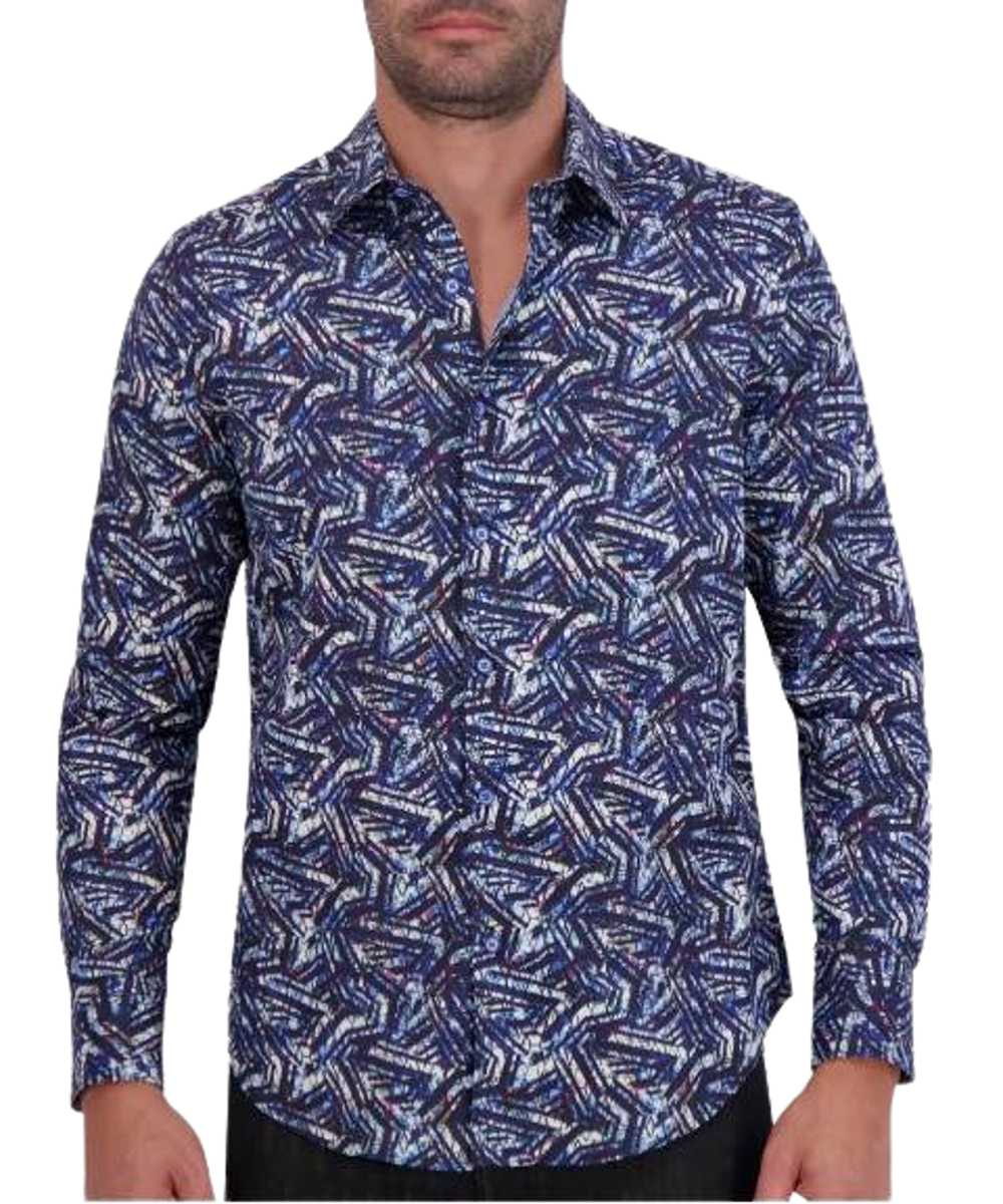 Robert Graham Blue Black Purple Geometric SIze 2XL - image 2