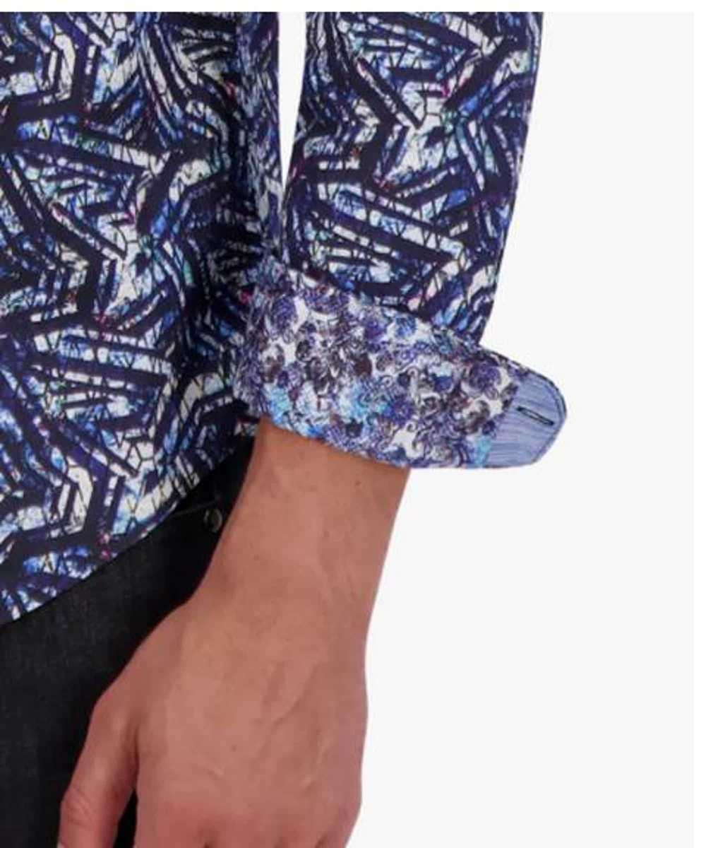 Robert Graham Blue Black Purple Geometric SIze 2XL - image 3