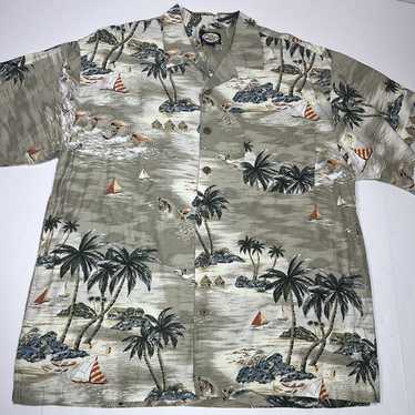 Vtg Tommy Bahama Hawaiian Shirt Mens Beige Rayon … - image 1