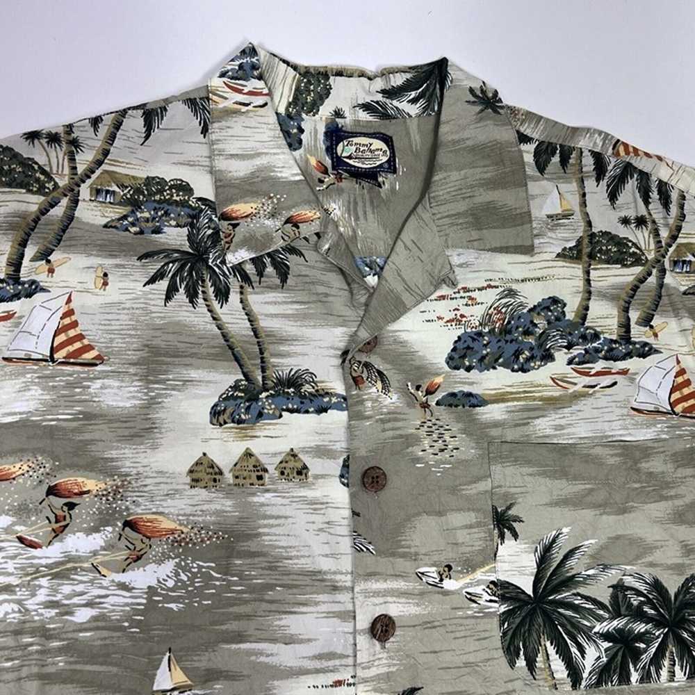 Vtg Tommy Bahama Hawaiian Shirt Mens Beige Rayon … - image 2