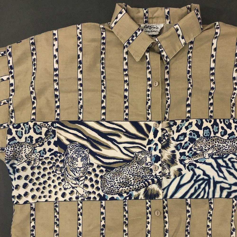 80s Leopard Animal Print Button Up Shirt - image 3