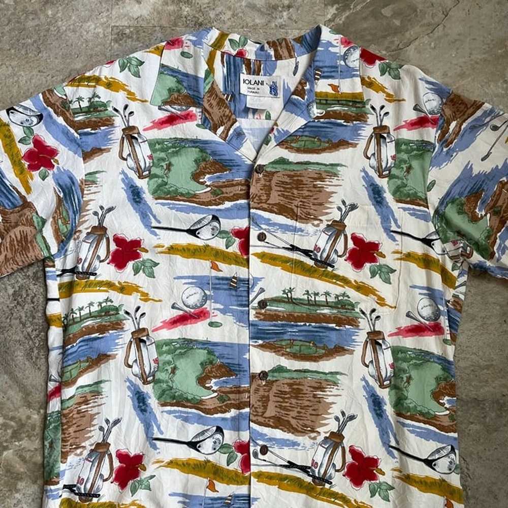 IOLANI VINTAGE HAWAIIAN SHIRT GOLF COURSE SHORT S… - image 2