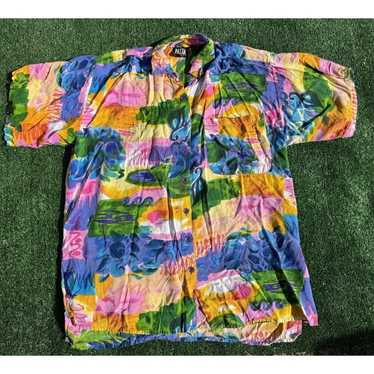 Vintage 90s Hawaiian Pasta Abstract Rayon Size Med