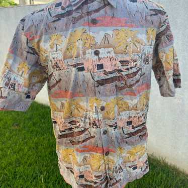 PreOwned Kahala Hawaiian Print Full Button Multic… - image 1