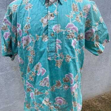 PreOwned Kahala Hawaiian Print Green 3/4 Button M… - image 1