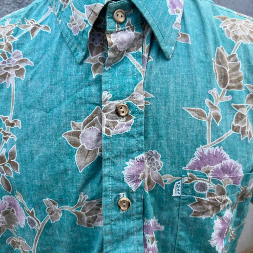 PreOwned Kahala Hawaiian Print Green 3/4 Button M… - image 3