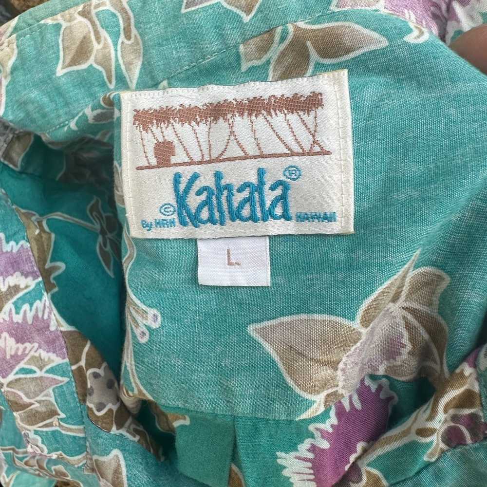 PreOwned Kahala Hawaiian Print Green 3/4 Button M… - image 4