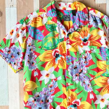 90s Lizwear vintage floral print open-collar shir… - image 1