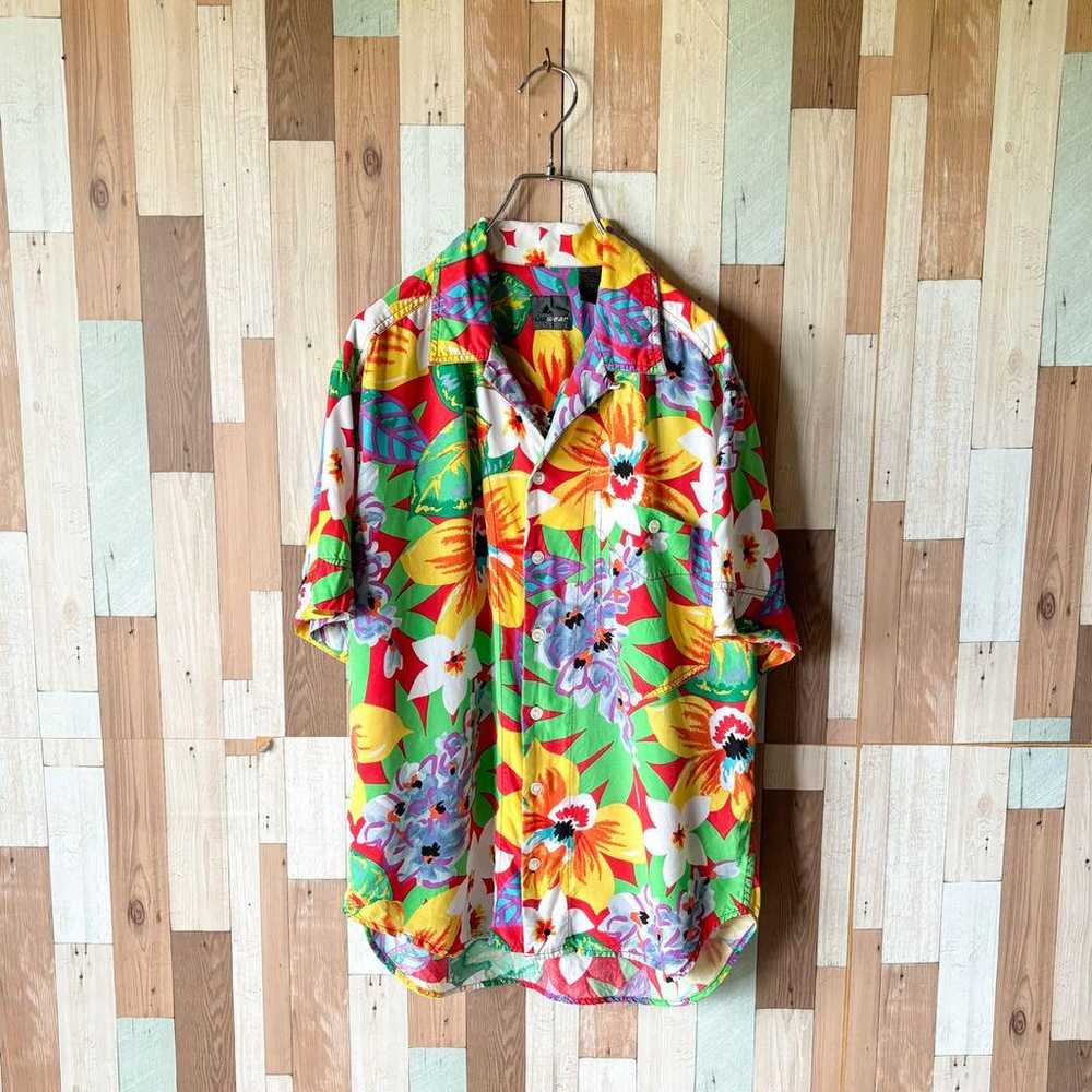 90s Lizwear vintage floral print open-collar shir… - image 2