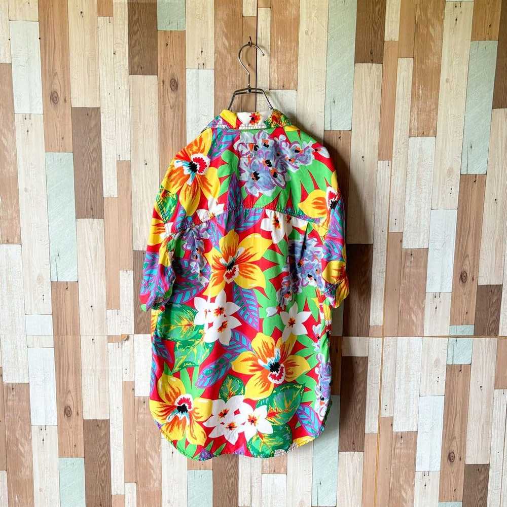 90s Lizwear vintage floral print open-collar shir… - image 3