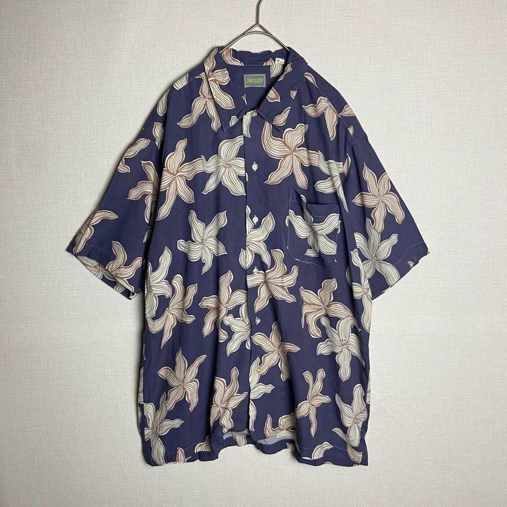 Aloha shirt, all-over print, floral pattern, blue… - image 2