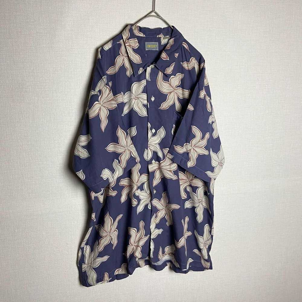 Aloha shirt, all-over print, floral pattern, blue… - image 3