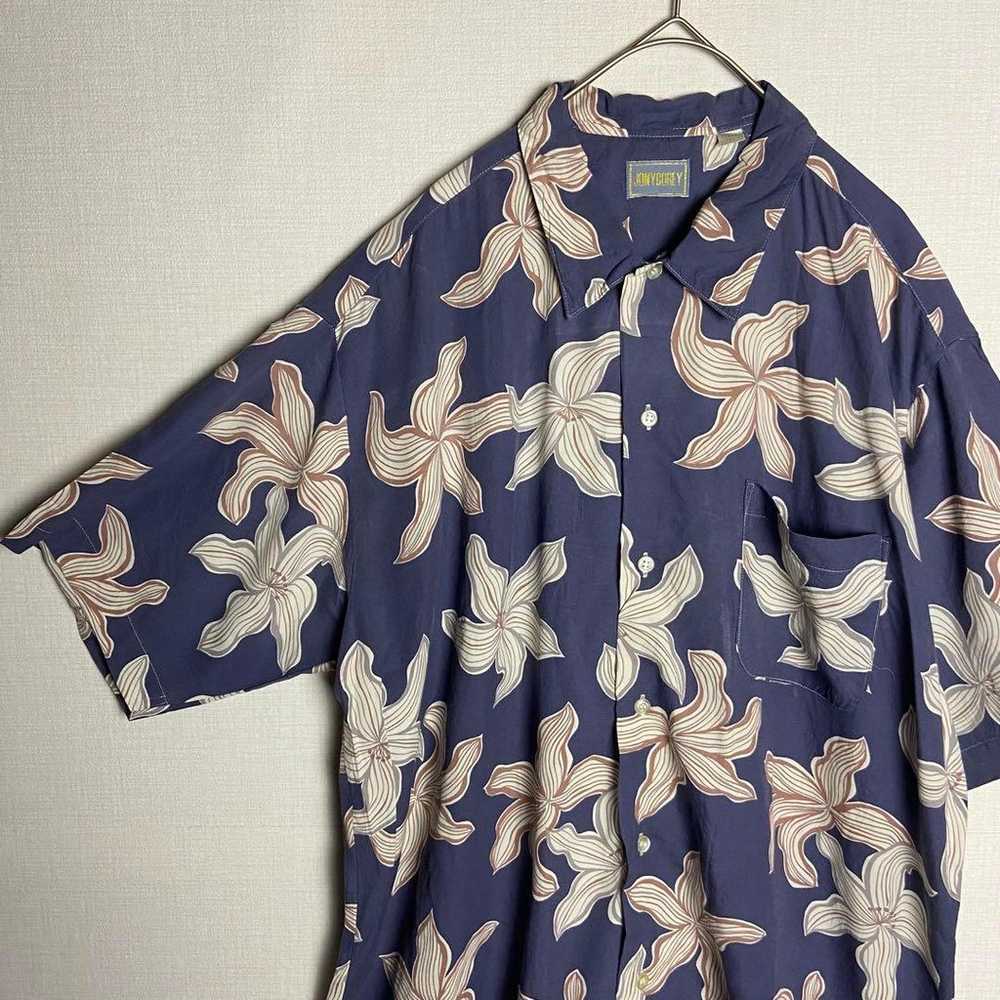 Aloha shirt, all-over print, floral pattern, blue… - image 5