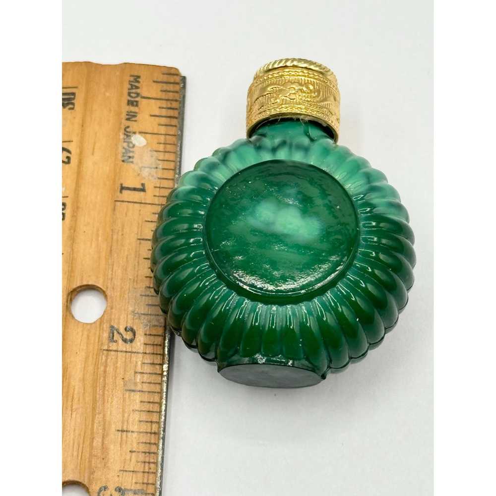 Vintage Green glass porcelain flower perfume bott… - image 7