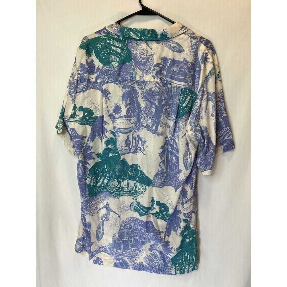 Paradise Found Hawaiian VTG 80s Rayon Shirt in Tu… - image 3