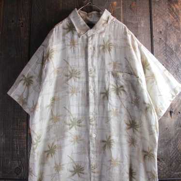 Vintage Linen Aloha Shirt with Coconut Pattern, X… - image 1